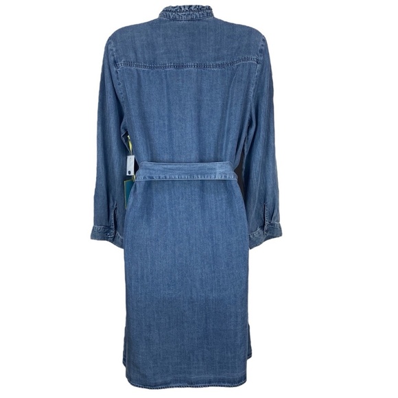CeCe Denim Tie Waist Button Front Shirtdress Chambray - Picture 4 of 9